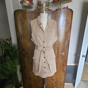 Pilcro Khaki Brushed cotton/denim Cargo Sleeveless Dress
